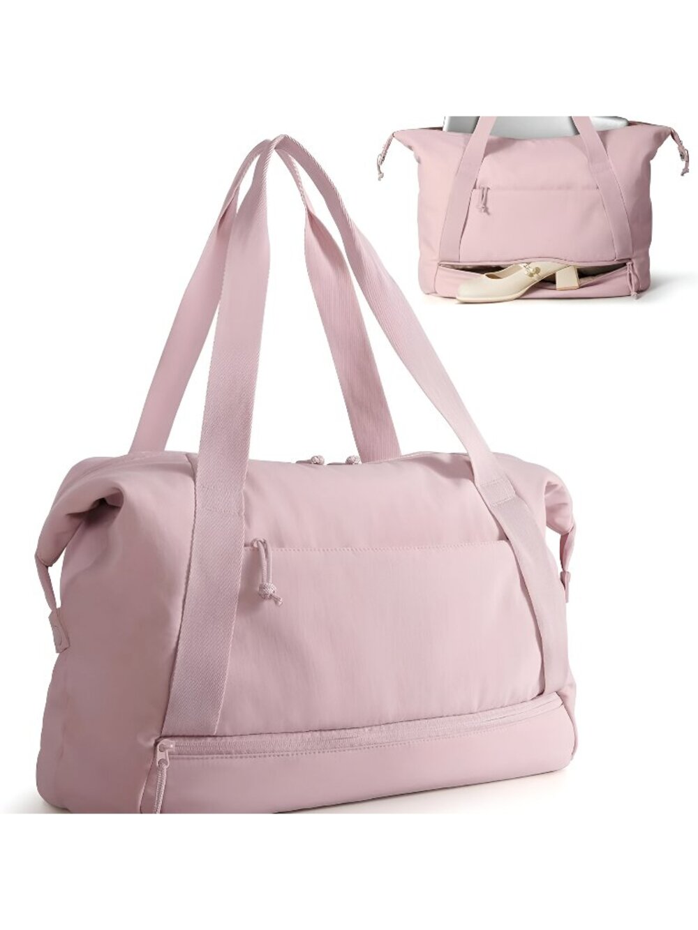 Travel Duffle Bag with Shoe Compartment and Laptop Sleeve for Women, Lightweight